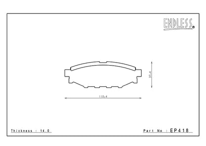 EP418 ENDLESS MX72 BRAKE PADS (REAR) (FOR FRS/86/BRZ 277MM FRONT DISC, SOLID REAR DISC)